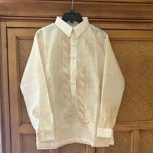 Men's Elegant Cream Dress Shirt - Barong